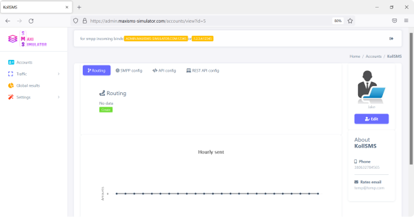 Configuration of SMS Simulator