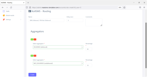 Configuration of SMS Simulator